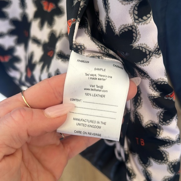 Ted Baker navy leather bomber jacket size 1/XS - Picture 4 of 6